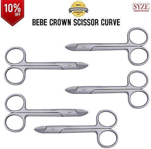 Beebee Crown Scissor Half Moon Serrated Tip Curved 5 Pcs Set, Dental Lab Instruments CE From SYZE