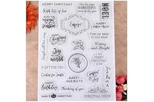KWELLAM Words Merry Christmas Christmas Christmas Happy Holidays Thinking of You Tampons transparents pour la fabrication de cartes, la décoration et le scrapbooking