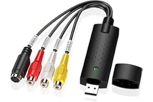Vinmooog Video Grabber Videoaufnahmekarte Capture Card VHS digitalisieren,USB videorecorder VHS Audio Video Grabber Konverter Analog-zu-digital-Konverter für VHS/VCR/TV zu DVD für Windows Mac