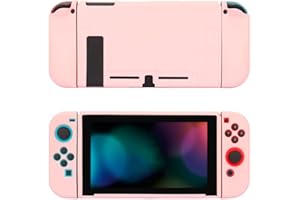 CUZKC Compatible con Nintendo Switch Case, Matte TPU Soft Shell Case, Desmontable para Nintendo Switch Case para Switch Console y Joy-Con, absorción de impactos y antiarañazos (rosa)