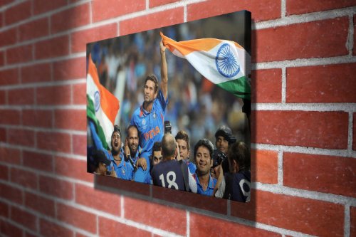 Sachin Tendulkar Celebrates World Cup Cricket Gallery Framed Canvas Art Picture Print