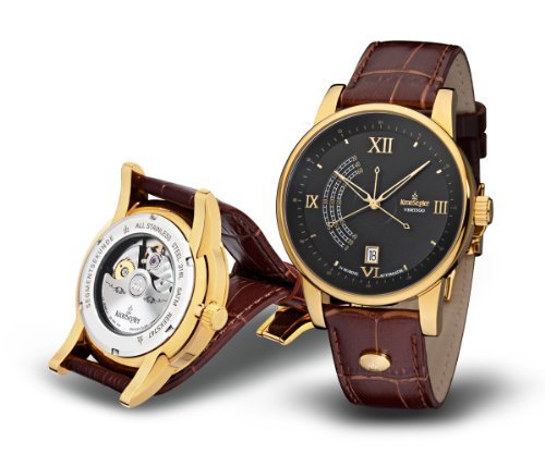 Kronsegler Vertigo Automatik vergoldet-onyx mit Lederband Kronsegler Vertigo Automatik vergoldet-onyx mit Lederband