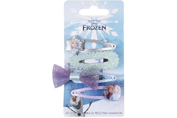 Lot de 4 épingles à cheveux Frozen - Design multicolore - Fabriqué avec des matériaux résistants - Imprimé avec des personnages de la Reine des neiges - Produit original conçu en Espagne