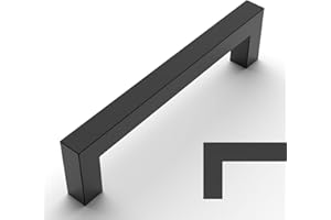 Amerdeco 10 Pack Matte Black Cabinet Pulls 5 Inch(128mm) Hole Centers Kitchen Cabinet Handles Cabinet Hardware Cupboard Handles Square Drawer Pulls