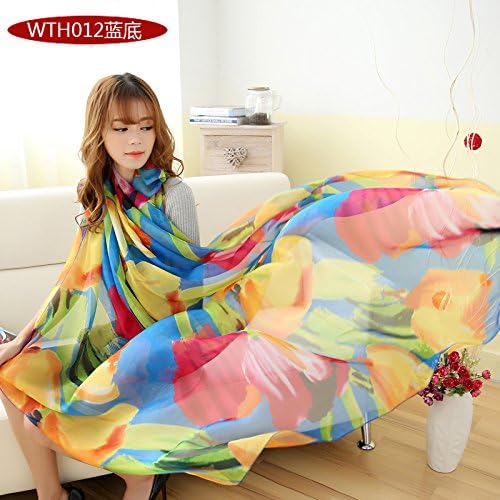 Decoration sj Scarf female long shawl dual-use wild sunscreen beach towel chiffon (200 * 150cm), blue bottom