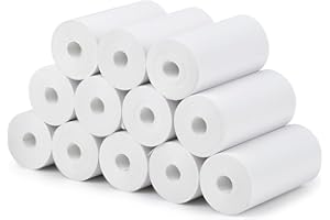 USENG Papier termiczny do aparatu dziecięcego, rolka foto-drukowania, 12 rolek papieru termicznego do aparatu dziecięcego, biały, druk bez atramentu, natychmiastowy druk termiczny dla dzieci (57 cm x