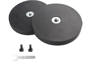 PYRRHONIAN Juego de 2 imanes fuertes de goma antideslizantes, diámetro de 66 mm. Fuerza de adhesión: 30 kg. Base de montaje magnética para tiras luminosas y espejos adicionales para