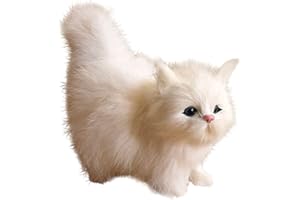 BYNYXI Simulazione Giocattolo per Gatti, Gattino Realistico Decorazione della Casa Giocattolo Gatto Dimensioni Reali Modello di Gatto Realistico Peluche Gatto Peluche Regali per Bambini Bianco
