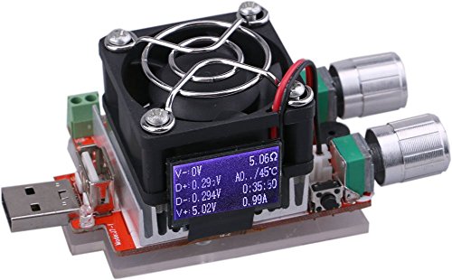 Yeeco 35W USB-Batterie laden Tester Board DC 3-21V 3A Einstellbare Konstantstrom Strom-Entlade-Widerstand für Spannung Strom-Monitor, Mobiles Ladegerät Tester, Entladezeit Aging
