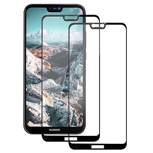 FayTun Protector de Pantalla Huawei P20 Lite, [2 Piezas] Cristal Vidrio Templado, 3D Curvado, Cubierta Completa, Alta Definición, Anti Huellas Templado Protector para Huawei P20 Lite