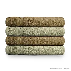 Swiss Republic Signature 4 Piece 630 GSM Cotton Hand Towel Set - Dark Brown and Light Brown