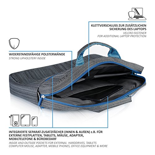 CSL - Notebooktasche f  r Notebooks bis 15 6 Zoll  39 5cm    Laptop Tasche   Schultertasche   mit Zubeh  r-F  chern und widerstandsf  higen Polsterw  