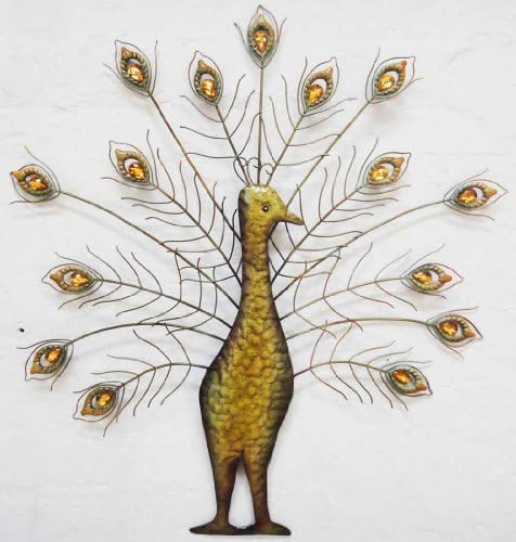Wall Art - Metal Wall Art Picture - Jewel Peacock Fan Spray