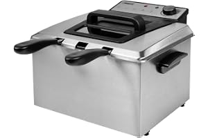Princess 01.185000.01.001 185000 Fritös, 7 Delar, 5 L, 3 Korgar, Kall Zon Och Justerbar Termostat, Metall