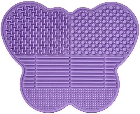 # 1 Silicone Makeup Brush Cleaning Mat -Butterfly shape Scrubber - Portable Beauty Washing Tool to Extend the Use of Your Make up and Art Painting Brushes - Best Cleaner Pad ! (Purple)