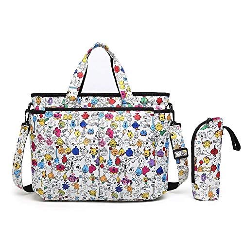 Preisvergleich Produktbild GUNME2019 Sommer Neue Muster Handtaschen / Mode lässig Umhängetasche Freizeit große Kapazität Mobile Mummy Tasche Blume weiß 34 * 18 * 33cm