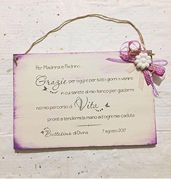 Targa Regalo In Legno Per Madrina E Padrino Di Battesimo O Cresima Idea Regalo Amazon It Handmade