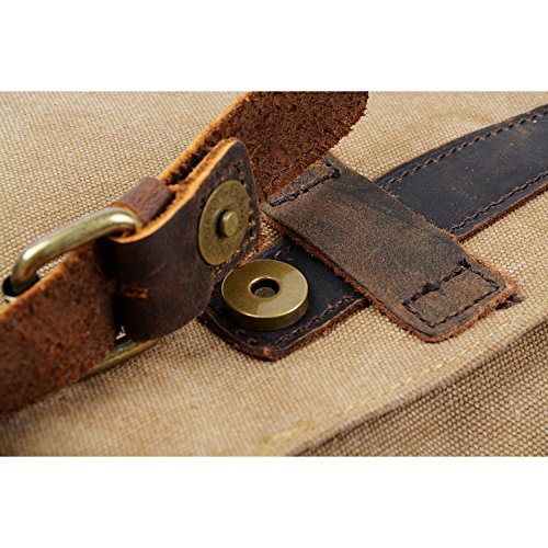 YANGYANJING Fashion zeildoek leer Canvas Vintage-stijl Unisex jonge reistas wandertasche 15 inch Laptop Rugzak voor Studenten Vrije Tijd