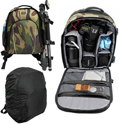 DURAGADGET Camouflage Backpack w/Customizable Interior & Raincover - Compatible with Blackmagic Pocket Cinema Camera 4K