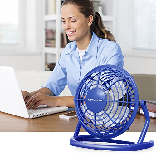 TROTEC TVE 1B Mini USB Ventilator / Fan / Lüfter in Atlantic Blue, geräuscharm mit An/Aus-Schalter, 360° Neigungswinkel, ideal für Schreibtisch Laptop Notebook, oder unterwegs (blau) - 5