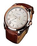 YaZhuoLun Herren-Armbanduhr,Legierung PU-Leder Wasserdicht Luminous Uhren Uhr,Rose Gold(Braun)