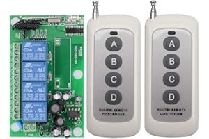 EINAUS 4 canaux AC 230 V 10 A Télécommande télécommandée Récepteur avec 2 émetteurs à main Portée 200 m