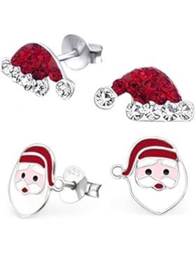GH* 2 PAAR NIKOLAUSMÜTZE + WEIHNACHTSMANN OHRSTECKER 925 Echt Silber Kinder Mädchen Weihnachtsmütze Nikolaus Ohrringe