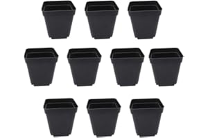 DOITOOL Godet pour Semis Noir 50Pcs - Carré Pots de Plantes en Plastique-Petit Pot de Fleur Interieur Exterieur (Noir/ 6x6x6.5cm)