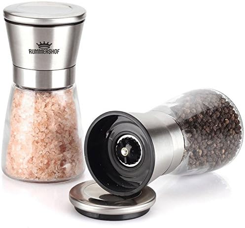 Salt and Pepper Grinder Set | 2 Manual Mills with Ceramic Grinder for Salt and Pepper | Spice Mill Made of Stainless Steel | Herb Mill | Salt Mill for Sea Salt