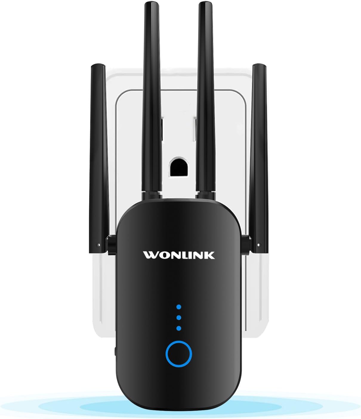 WONLINK Amplificador Señal WiFi, Repetidor WiFi Doble Banda 5G y 2.4GHz, Extensor de WiFi con Puerto Ethernet, Amplificador WiFi Potente con 4 Antenas, 1200Mbps WiFi Booster con WPS, MU-MIMO