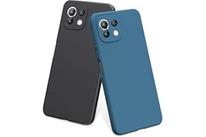 Wanme 2 Piezas Funda Compatible con Xiaomi Mi 11 Lite 5G / 5G NE / 4G, Suave TPU Silicona Caso Anti-Raspaduras y Anti-Choques Case Cover, Protección Integral de la Cámara, Negro/Azul Marino