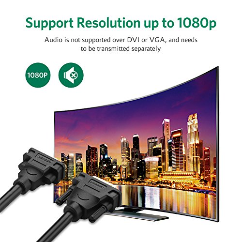 UGREEN DVI auf VGA Adapter DVI-I 24+5 Stecker zu VGA HD15 Buchse Konverter für Grafikkarten,Beamer,und Monitore TFT Crt, Monitoradapter digital auf anlalog Vergoldete Kontakte, Unterstützt für Gaming, DVD,Laptop,HDTV und Projektor FULL HD 1080p Adapter (22cm) - 4