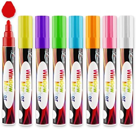 Qqpow Window Marker Pens 8 Color Liquid Chalk Marker Fine Point – Chalk Marker Wet Wipe Clean Colorful Set Of 8