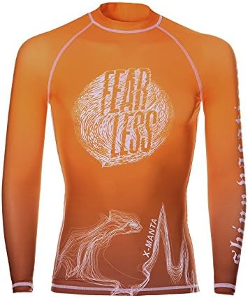 DIVE &amp; SAIL Men Rash Guard Tops Scuba Surf Diving Snorkeling Long Sleeve T-Shirt Swimwear (Orange, Medium)