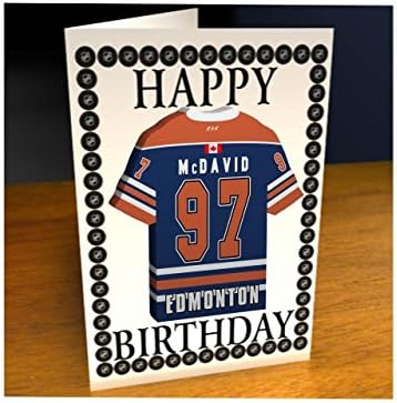 NHL NATIONAL HOCKEY LEAGUE BIRTHDAY CARD - WESTERN CONFERENCE - ANY NAME, ANY NUMBER, ANY TEAM - BRAND NEW ACRYLIC SHIRT DESIGN! (Edmonton Oilers Ice Hockey Team)