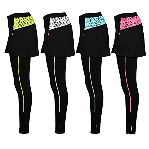 iisport Radhose damen lang Radlerhose gepolstert Laufhose Leggings mit Minirock Schwarz