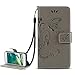 Produktbild Hülle für iPhone 6 6S,iPhone 6S Lederhülle,PU Leder Tasche für iPhone 6,Leweiany Elegant Luxus Extra Dünn Tasche Grau Premium Schmetterling Blumen Muster Leder Brieftasche Flip Wallet Ständer Cover in Book Style Tasche Case Handyhülle Schutzhülle mit Kartenfach Aufstellfunktion Magnetverschluss für Apple iPhone 6/6S 4.7 Zoll Schutzhülle Handytasche