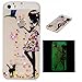 Produktbild iPhone 5 5S 5G / iPhone SE Luminous Hülle,Lonchee Relief Bunte Muster Intarsien Diamanten Leuchtend Luminous Noctilucent Handyhülle Weich TPU Handy Hülle Schutzhülle Etui mit Nachtleuchtende Funktion Hülle TPU Silikon Rückschale Silicon Cover Tasche Case Durchsichtig Transparent Etui Cover Protective Shell Soft Schutzhülle Telefon Kasten für iPhone 5 5S 5G / iPhone SE –Frau und Katze
