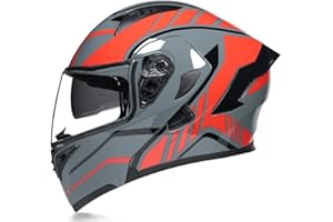 Woljay Casco Moto Modulare Integrato apribile Parasole caschi Doppia Visiera per uomo donna Scooter Adulto DOT ECER22-05