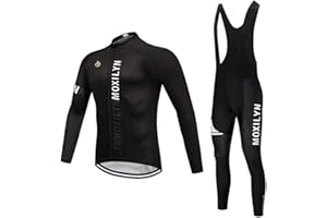 Moxilyn Abbigliamento Ciclismo Set Manica Lunga Completo da Ciclismo per Uomo con Imbottiti Silicone 20D ad Antivento asciugatura per MTB Ciclista Corsa All'aperto