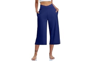 GENERIC Pantaloni Donna Estivi Pantalone Pinocchietto Eleganti Curvy Palazzo Leggeri Comodi Larghi Vita Alta con Tasche Casual Pants Harem Gamba Larga Tinta Unita Elastici Abbigliamento Cropped Elegante