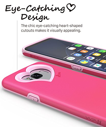 Vena Funda Galaxy S8 Plus  Carcasa  vLove   En Forma de coraz  n   Protecci  n de Doble Capa  Cubierta de Parachoques h  brida para Samsung Galaxy S8   Rosas Fuertes Rosa 