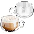 Judge Double Walled Glass Cappuccino Coffee Handled Cups, Set of 2, 225ml - Vacuum Insulated, Handcrafted Artisan - Strong, Heat Resistant
