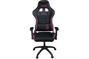 Konix Drakkar Chaise de bureau gaming Berserk - Inclinaison siège 160° - Cuir polyuréthane lisse - Noir et rouge