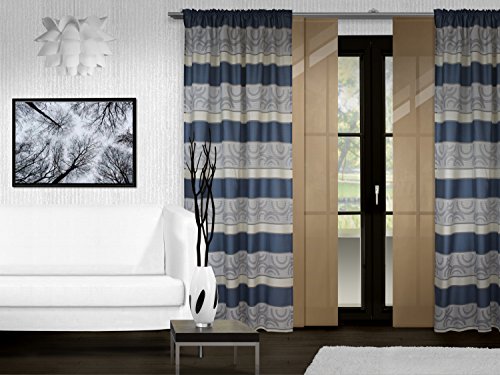 halbtransparenter Vorhang Colorado von deko trends – Wohndekoration in elegantem Design – made in Germany – moderne Kreismusterung mit Struktureffekt – mit einer Stoffbreite von ca. 144 cm und einer Stoffhöhe von ca. 245 cm, blau - 8