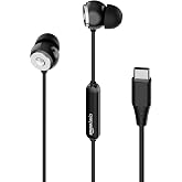 Amazon Basics Wired Earphones with Type-C Connector | in Ear Wired Earphones | Deep Bass, Noise Isolation, Tangle-Free Cable,