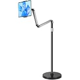 YSSHUI Soporte tablet suelo, cuello cisne ajustable 4.7&ndash;13 pulgadas | Base pesada estable, 360&deg; giratorio, universal para tab