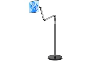 YSSHUI Support de tablette avec base robuste – Support pivotant réglable en col de cygne pour iPad, Galaxy Tab, Kindle, téléphones (12,9 à 33 cm)