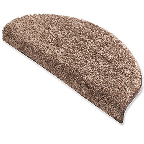 Stufenmatten uni beige | Qualitätsprodukt aus Deutschland | GUT Siegel | kombinierbar mit Läufer | 65×23,5 cm | halbrund | 15er Set - 2