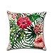 Produktbild Excelsio Kissenbezug/-hülle mit tropischem Muster, Flamingo/Hibiskus/tropische Blumen, Deko-Kissenbezug für Schlafcouch, Wohnzimmer, Schlafzimmer, Heimdekoration, Baumwolle-Leinen-Kissen, quadratisch, ca. 45 x 45 cm J